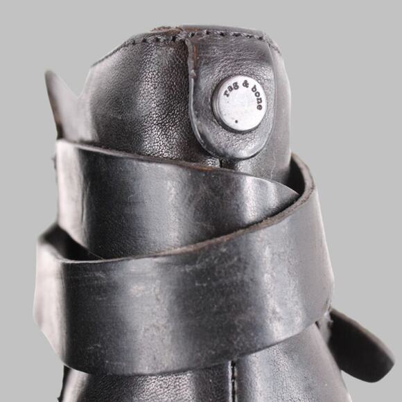 RAG & BONE New York Harrow Leather Ankle Boot 3.5" Block Heel Sz. 37.5 - Picture 9 of 14